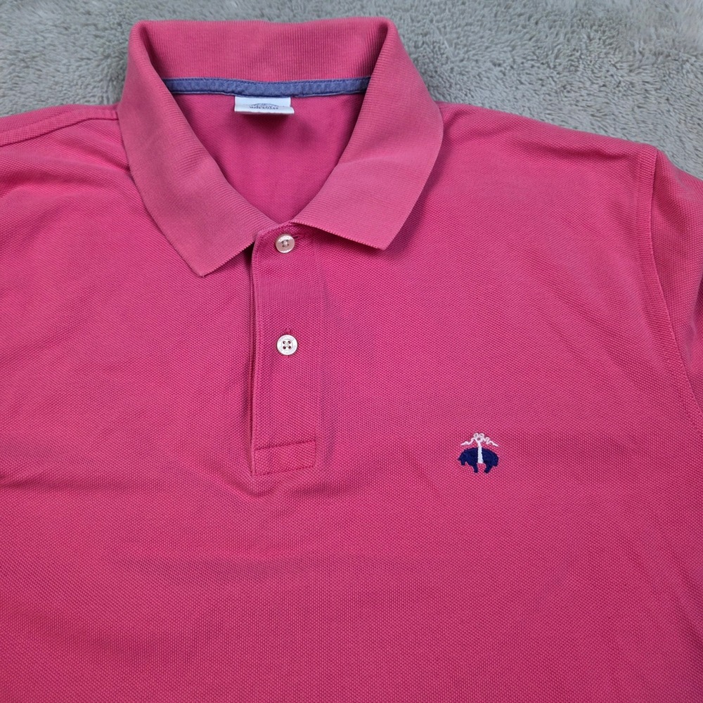 Brooks Brothers Polo Mens XL Slim Fit Performance Pique Short Sleeve Pink LOGO